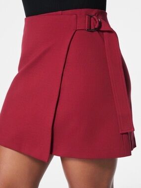 SPANX Deep Red Ponte Wrap Mini Skirt